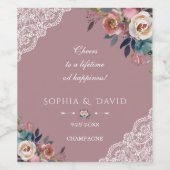 お洒落ほこりっぽい青ほこりっぽいバラの結婚花 ワインラベル (シングルラベル)