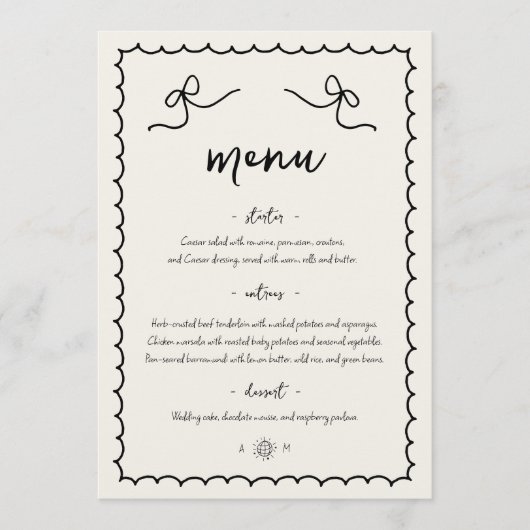 お洒落よくはしゃぐレトロハンドドローフランスのド結婚ズ メニュー (正面)