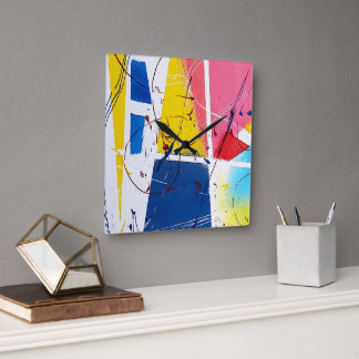 お洒落よくはしゃぐ時計 スクエア壁時計