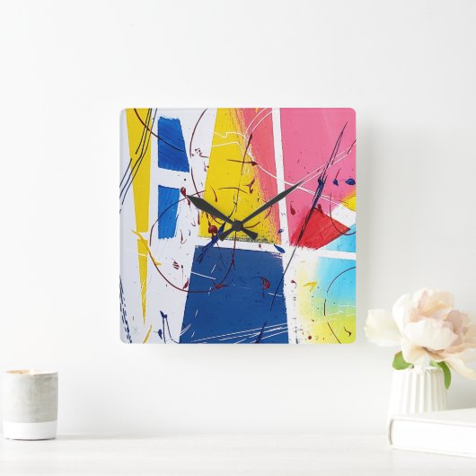 お洒落よくはしゃぐ時計 スクエア壁時計 (ホーム)