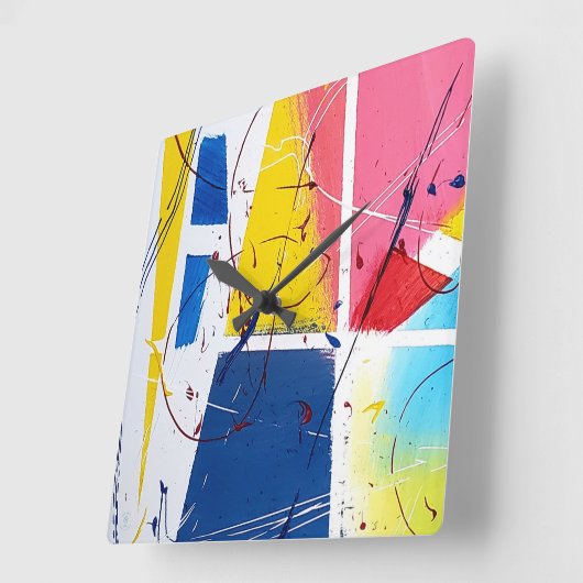 お洒落よくはしゃぐ時計 スクエア壁時計 (傾斜)