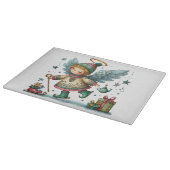 お洒落アイススケートのクリスマスエンジェル カッティングボード (角)