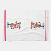 お洒落アイススケートのクリスマスドッグ キッチンタオル (横)