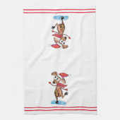 お洒落アイススケートのクリスマスドッグ キッチンタオル (縦)