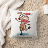 お洒落アイススケートのクリスマスドッグ クッション (ブランケット)