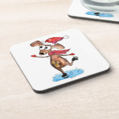 お洒落アイススケートのクリスマスドッグ コースター (左側)