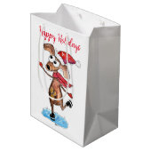 お洒落アイススケートのクリスマスドッグ ミディアムペーパーバッグ (裏面アングル)