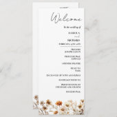 お洒落アイボリーワイルドフラワー結婚式 プログラムカード 招待状 (正面/裏面)