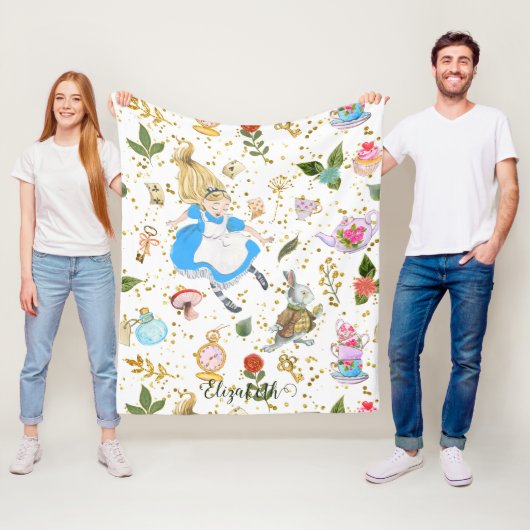 お洒落アリスのワンダーランドでの冒険グリッター フリースブランケット (インサイチュ)