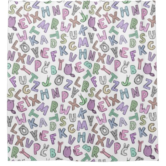 お洒落アルファベット シャワーカーテン (正面)