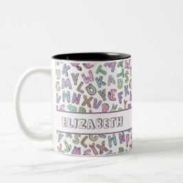 お洒落アルファベット ツートーンマグカップ