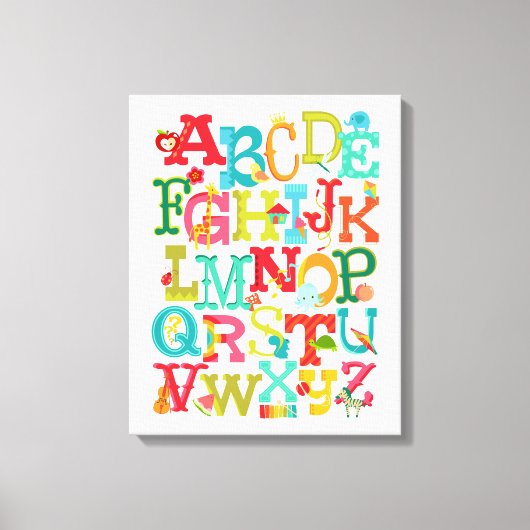 お洒落アルファベ子供へルストレッチキャンバスアート キャンバスプリント (正面)
