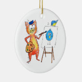 お洒落アーティス絵画ト猫の鳥 セラミックオーナメント (右)