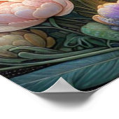 お洒落アールヌーボーバニーフローラエレガンス ポスター (角)