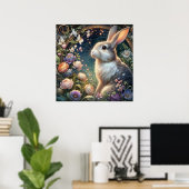 お洒落アールヌーボーバニーフローラエレガンス ポスター (ホームオフィス)