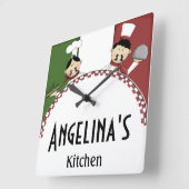 お洒落イタリアンシェフスクエアウォールクロック スクエア壁時計 (傾斜)