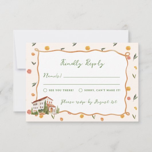 お洒落イタリアン結婚類 出欠カード (正面)