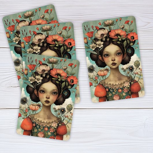 お洒落イラストレーションの花付き婦人 トランプ