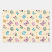 お洒落イースター卵、蝶とフローラ ラッピングペーパーシート (正面3)
