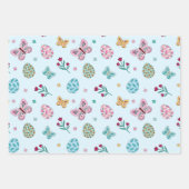 お洒落イースター卵、蝶とフローラ ラッピングペーパーシート (正面2)