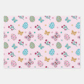 お洒落イースター卵、蝶とフローラ ラッピングペーパーシート (正面)