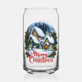 お洒落ウィンタービレッジスノーグローブ ガラス缶