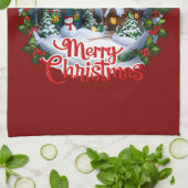 お洒落ウィンタービレッジスノーグローブ キッチンタオル (折り畳み)