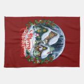 お洒落ウィンタービレッジスノーグローブ キッチンタオル (横)