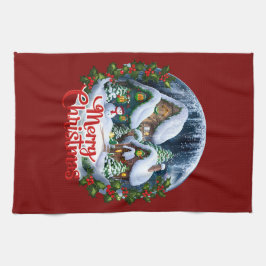 お洒落ウィンタービレッジスノーグローブ キッチンタオル