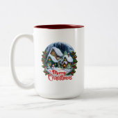 お洒落ウィンタービレッジスノーグローブ ツートーンマグカップ (左)