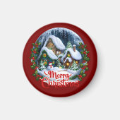 お洒落ウィンタービレッジスノーグローブ マグネット (正面)