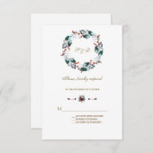 お洒落ウィンターホーリーベリー結婚リース 出欠カード (正面/裏面)