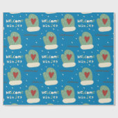 お洒落ウェルカムウィンターブルーグリーンミッテンスクリスマス ラッピングペーパー (フラット)