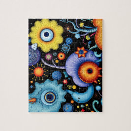 お洒落エイリアンガーデンカラフル – コズミックフローラ ジグソーパズル