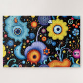 お洒落エイリアンガーデンカラフル – コズミックフローラ ジグソーパズル (横)