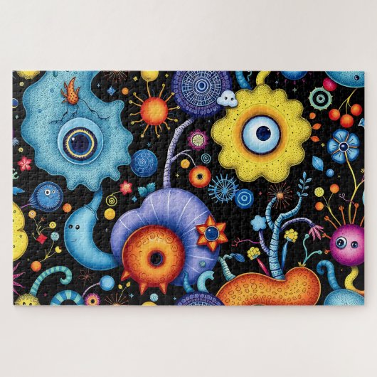 お洒落エイリアンガーデンカラフル – コズミックフローラ ジグソーパズル (横)