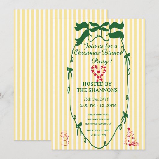 お洒落エレガントクリスマスパーティー 招待状 (正面/裏面)
