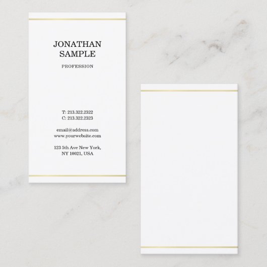 お洒落エレガントデザインモダン金ゴールドルックプレーントレンディー 名刺 (正面/裏面)