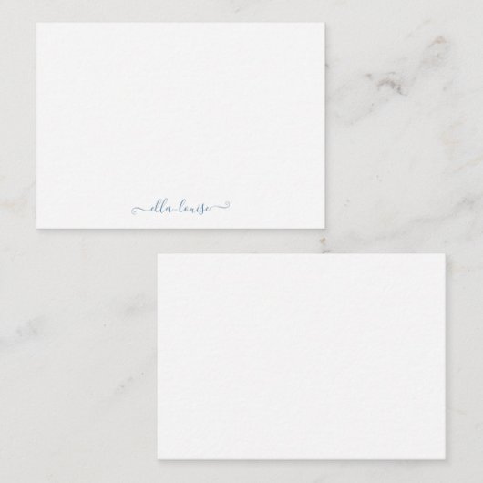 お洒落エレガントフェミニン青のスクリプト名 ノートカード (正面/裏面)