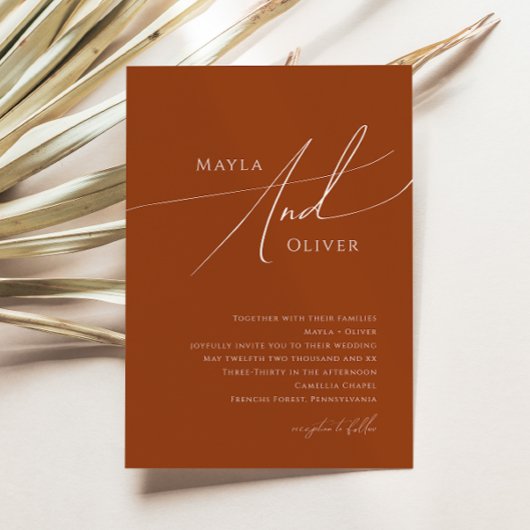 お洒落エレガント砂漠 | Terracotta結婚の 招待状