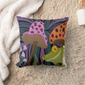 お洒落カエルとキノコ クッション (ブランケット)