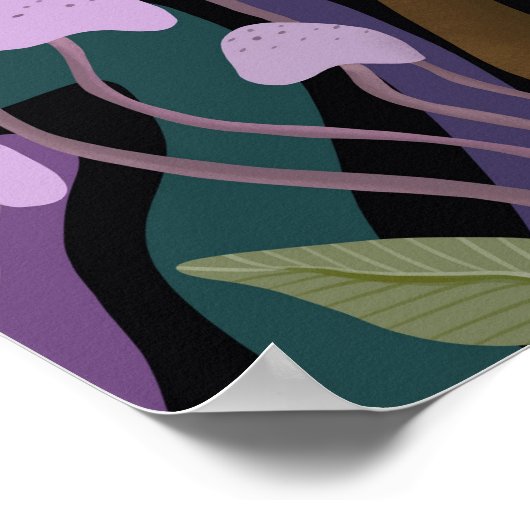 お洒落カエルとキノコ ポスター (角)