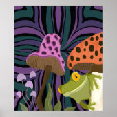 お洒落カエルとキノコ ポスター (正面)