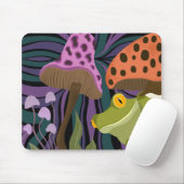 お洒落カエルとキノコ マウスパッド (マウス)