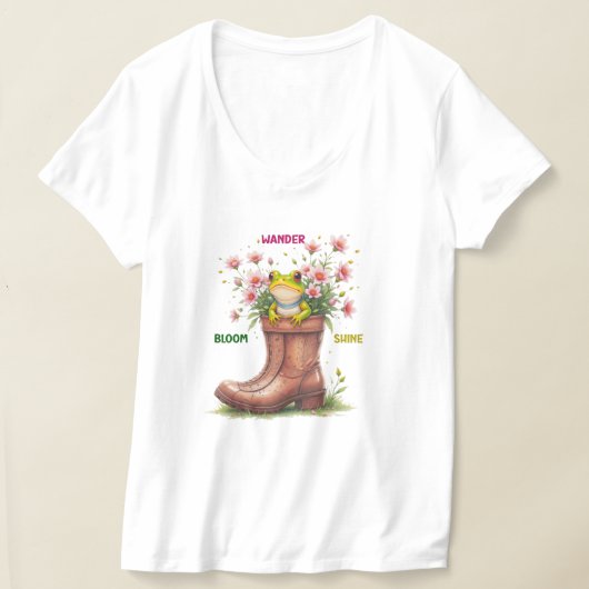 お洒落カエル開花ティー Tシャツ (レイダウン)