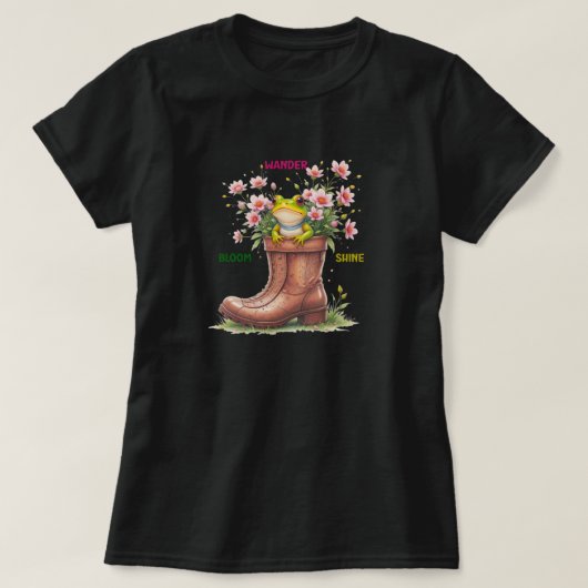 お洒落カエル開花ティー Tシャツ (デザイン正面)