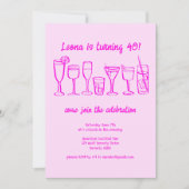 お洒落カクテルドリンクカスタムバースデーパーティー 招待状 (正面)