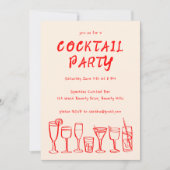 お洒落カクテルドリンクカスタムバースデーパーティー 招待状 (正面)