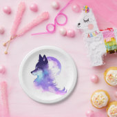 お洒落カスタムウッドランドウルフ誕生日 ペーパープレート (パーティー)