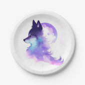 お洒落カスタムウッドランドウルフ誕生日 ペーパープレート (正面)